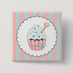 Niedliches Kuchen-Rosa u. tadelloser blauer Button
