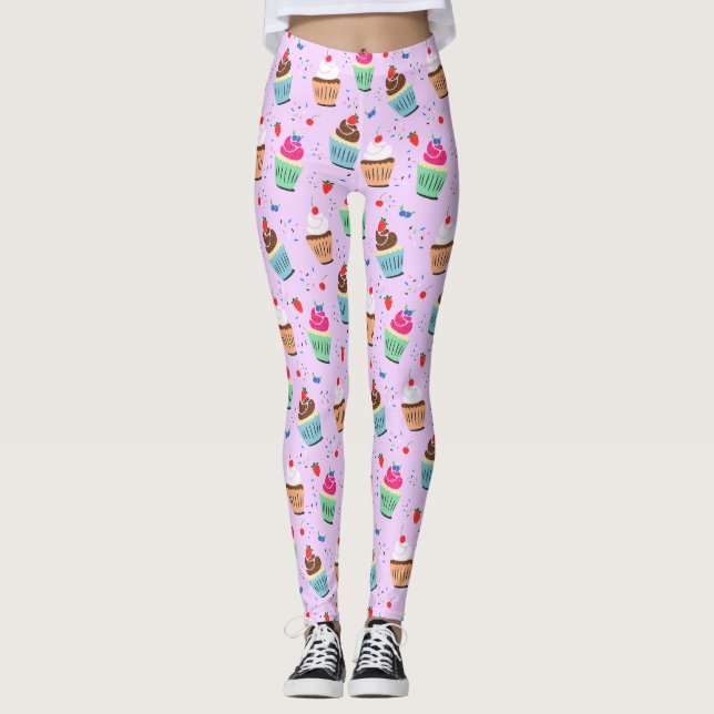 Niedliches Kuchenmuster Süßspeise Leggings (Vorderseite)
