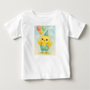 Niedliches Küken in Overalls - Aquarell Geburtstag Baby T-shirt