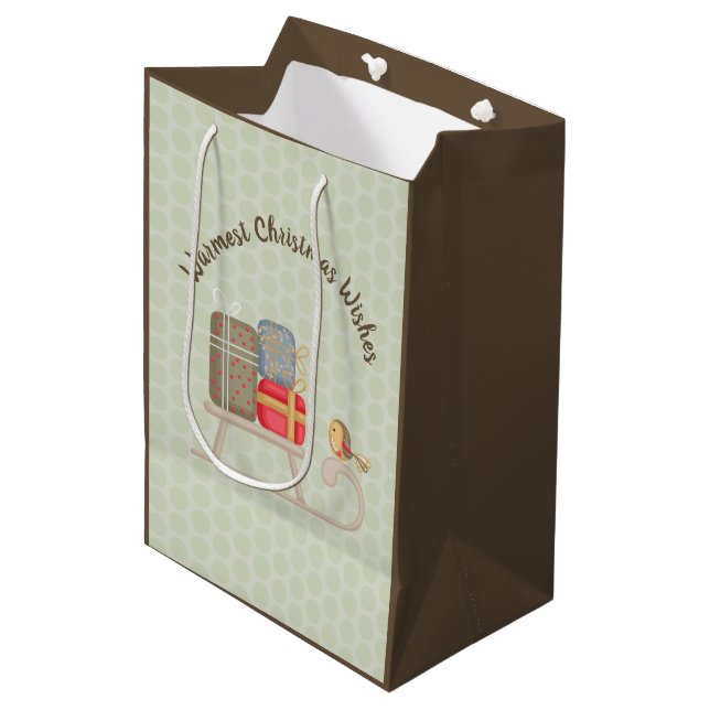 Niedliches Kundengremium Nordische Weihnachtsgesch Mittlere Geschenktüte (Vorderseite Schrägansicht)