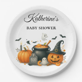 Niedliches Kürbisgeschlecht, neutrale Halloween-Ki Pappteller