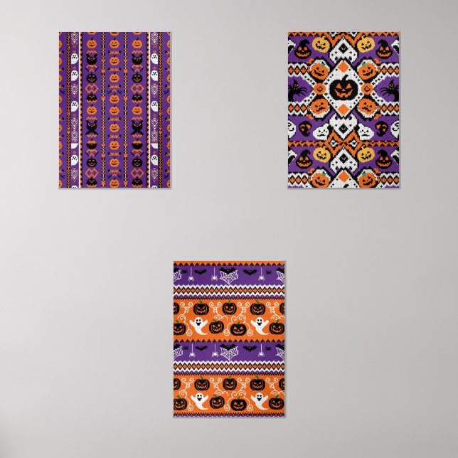 Niedliches Kürbismuster, Kunstdrucken / Rahmen für Bilderwand Sets (Vorderseite)