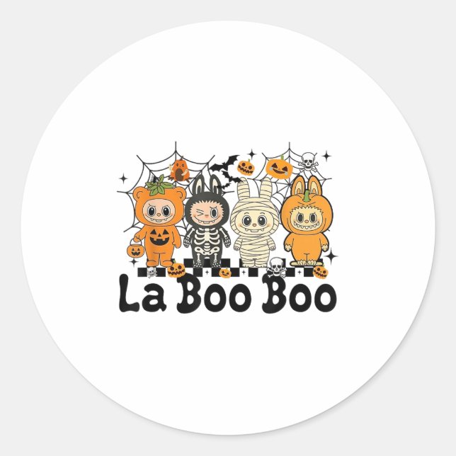 Niedliches Laboo-Boo-Ghost-Halloween für Erwachsen Runder Aufkleber (Vorderseite)