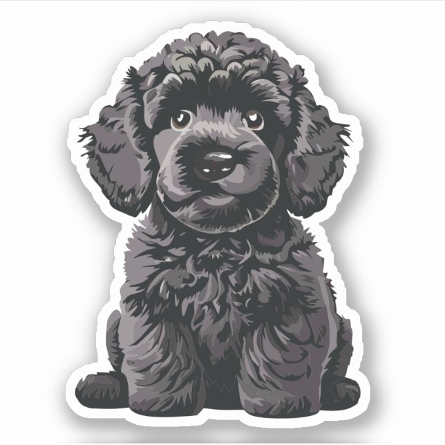 Niedliches Labradoodle Welpe Doodle Dog Vinyl Stic Aufkleber (Vorderseite)