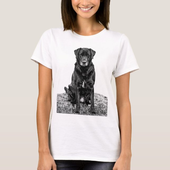 Niedliches Labrador Black Doppy-Welpen T-Shirt (Vorderseite)