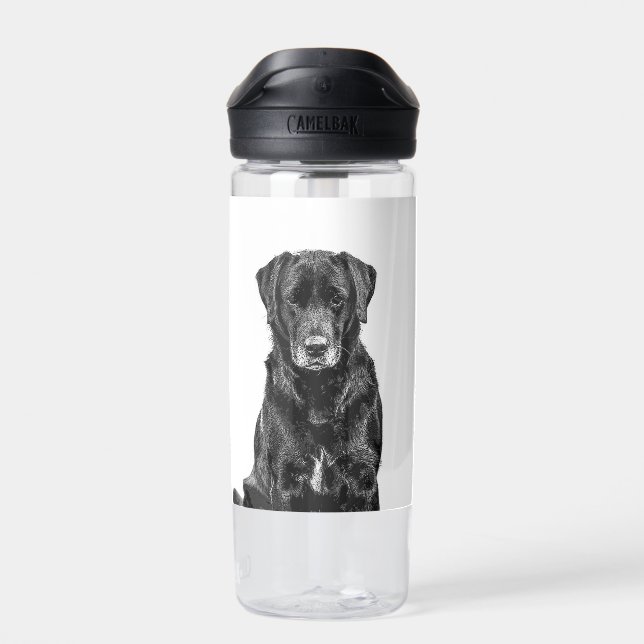 Niedliches Labrador Black Doppy-Welpen Trinkflasche (Rückseite)