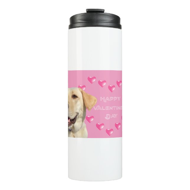 Niedliches Labrador mit HerzValentine Thermosbecher (Vorderseite)