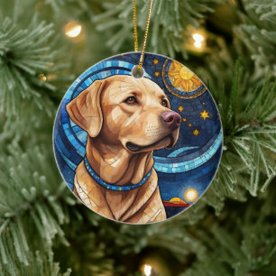 Niedliches Labrador Retriever gestanzter Glass Sky Keramik Ornament