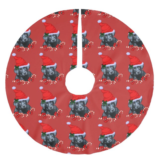 Niedliches Labrador Retriever Polyester Weihnachtsbaumdecke (Vorderseite)