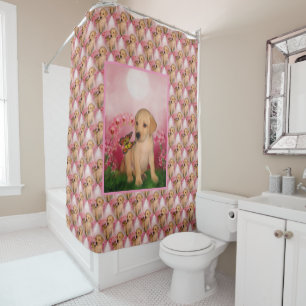 Niedliches Labrador Retriever Puppy Butterfly Must Duschvorhang