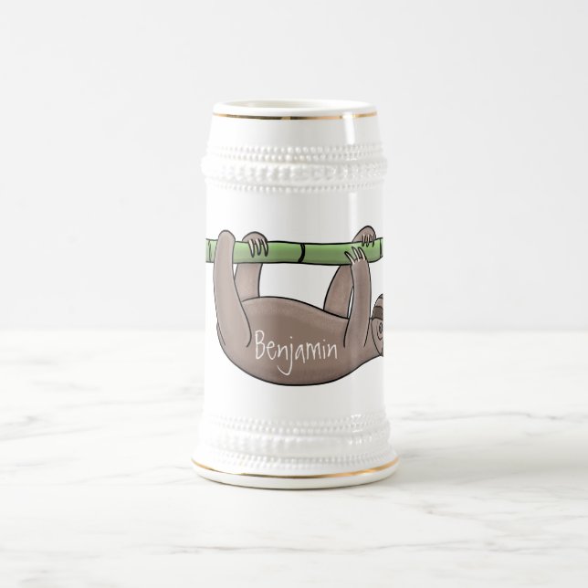 Niedliches Lächeln auf Bambus-Cartoon-Illustration Bierglas (Mittel)