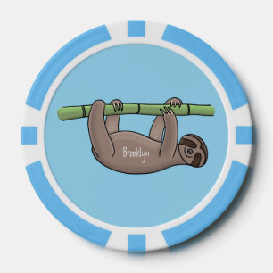 Niedliches Lächeln auf Bambus-Cartoon-Illustration Pokerchips