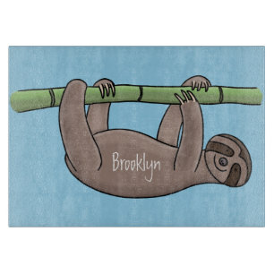 Niedliches Lächeln auf Bambus-Cartoon-Illustration Schneidebrett