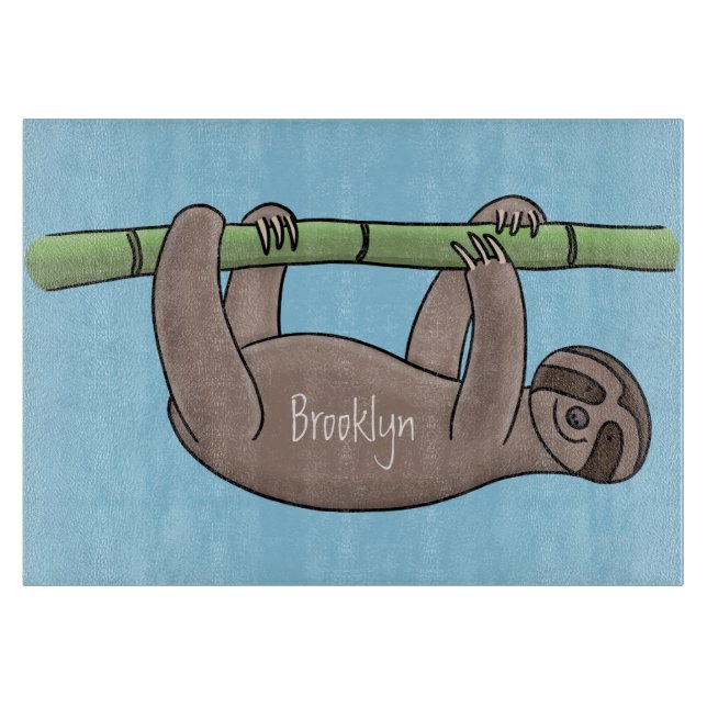 Niedliches Lächeln auf Bambus-Cartoon-Illustration Schneidebrett (Vorderseite)