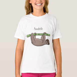Niedliches Lächeln auf Bambus-Cartoon-Illustration T-Shirt
