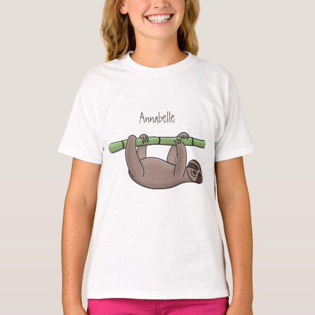 Niedliches Lächeln auf Bambus-Cartoon-Illustration T-Shirt (Vorderseite)