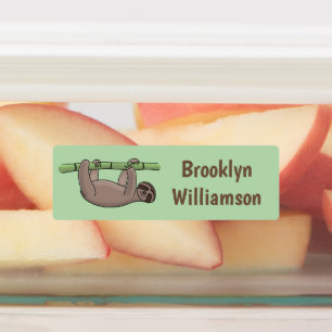 Niedliches Lächeln auf Bambus Cartoon personalisie Etiketten