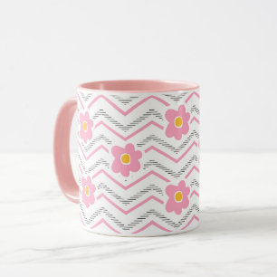 Niedliches Lächeln auf rosa Zickzack Muster Tasse