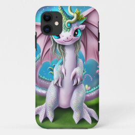 Niedliches Lächeln Baby Dragon mit Blume Case-Mate iPhone Hülle
