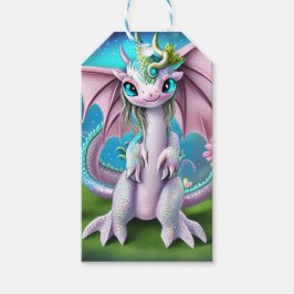 Niedliches Lächeln Baby Dragon mit Blume Geschenkanhänger