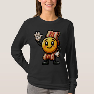 Niedliches Lächeln Bacon Charakter Waving Hand für T-Shirt
