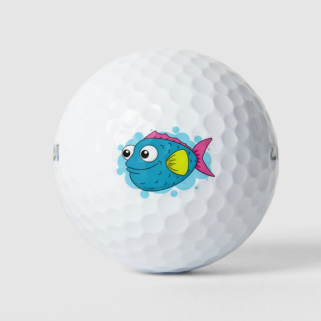 niedliches Lächeln beim Fischgolfen Golfball (Vorderseite)