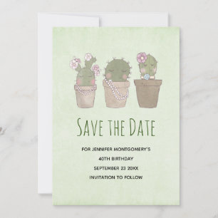 Niedliches Lächeln Cactus Trio Aquarelldesign Save The Date