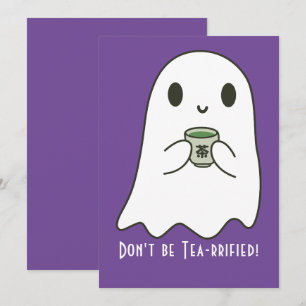 Niedliches Lächeln Ghost und japanischer Tee Kanji Einladung
