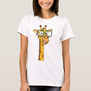 Niedliches Lächeln Giraffe mit Square Glasses T-SI T-Shirt