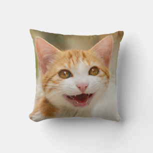 Niedliches Lächeln Kitten Face Funny Cat Meow Foto Kissen