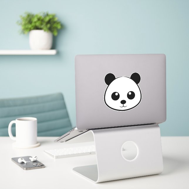 Niedliches Lächeln Panda Face Round Aufkleber für  (Laptop auf Schreibtisch)