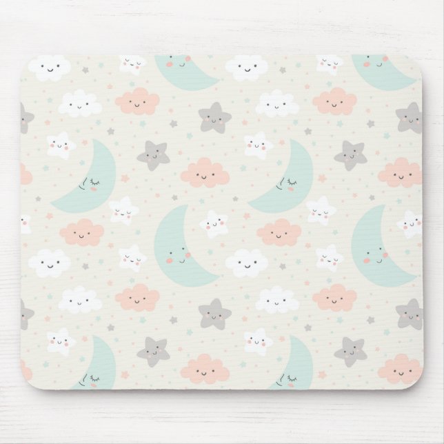 Niedliches Lächeln Pastellmuster Mousepad (Vorne)
