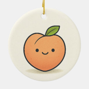 Niedliches Lächeln Pfirsichfass Ornament - Kawaii