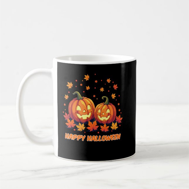 Niedliches Lächeln Pumpkin Fall Halloween T-Shirt Kaffeetasse (Links)