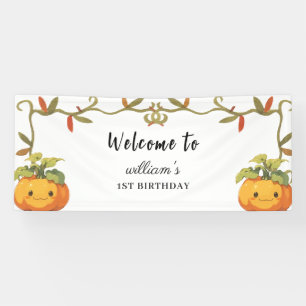 Niedliches Lächeln Pumpkin Land Geburtstag Willkom Banner