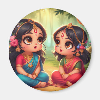 Niedliches Lächeln Radha Rani mit Freunden Magnet