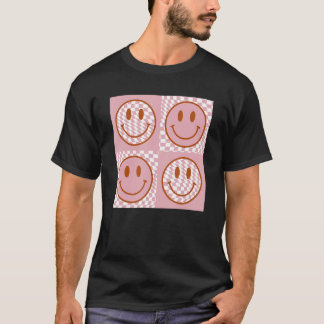 Niedliches Lächeln Scheckte Muster Happy Face Tren T-Shirt