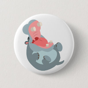 Niedliches Lachen Cartoon Hippo Button Abzeichen