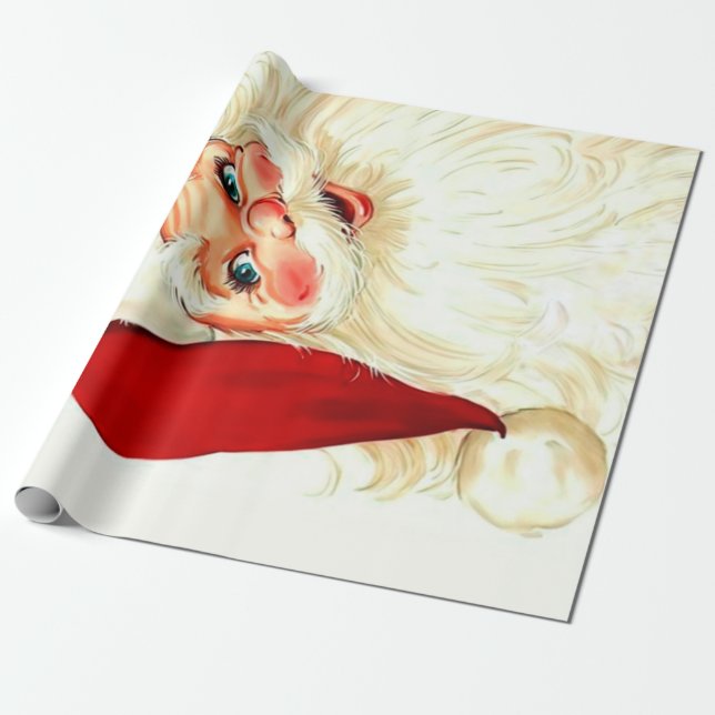 Niedliches Lachen Vintager Santa Geschenkpapier (Ungerollt)