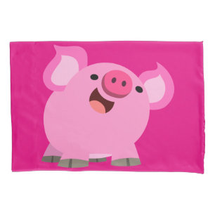 Niedliches lachendes Cartoon-Schwein Kissenbezug