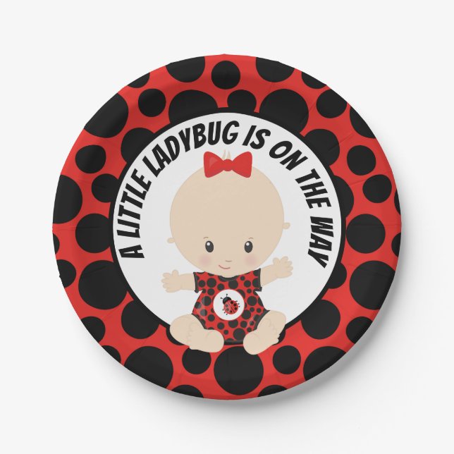 Niedliches Ladybug Babydusche Party Pappteller (Vorderseite)
