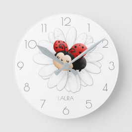 Niedliches Ladybug Mädchen Name Ladybug rund um di Runde Wanduhr