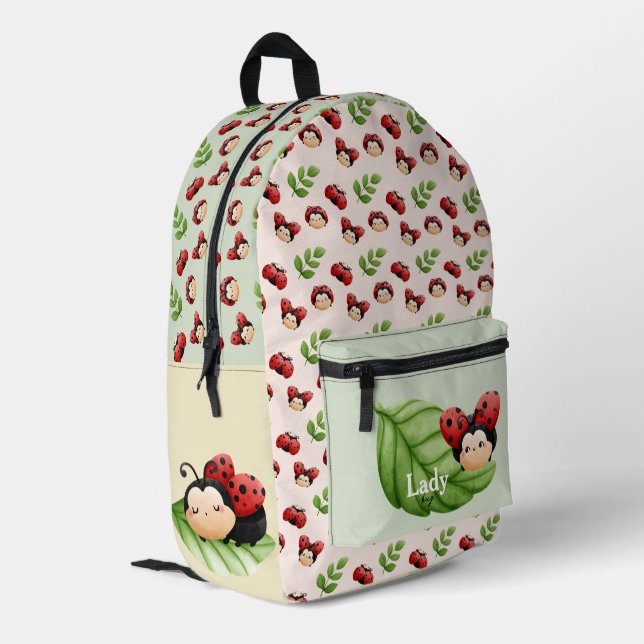 Niedliches LadyBug Muster Kids Backpack Bedruckter Rucksack (Rückseitige Ecke links)
