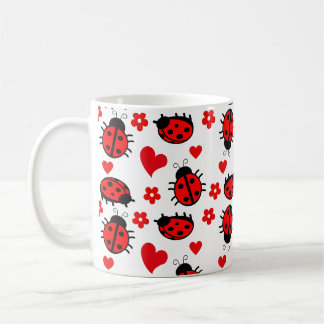 Niedliches Ladybug Muster Schöne Insektenherzen Bl Kaffeetasse
