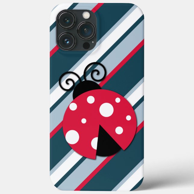 Niedliches Ladybug Red White Stripes Muster Case-Mate iPhone Hülle (Rückseite)