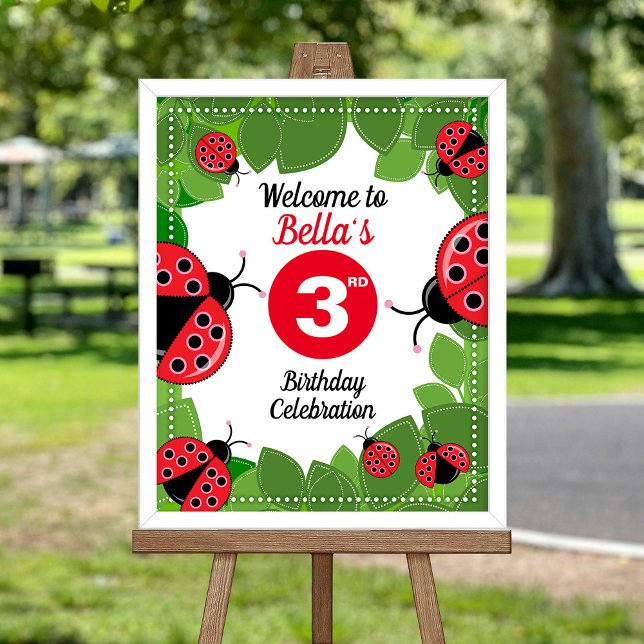 Niedliches Ladybug Theme Party Willkommensposter Poster (FRAME IS NOT INCLUDED)
