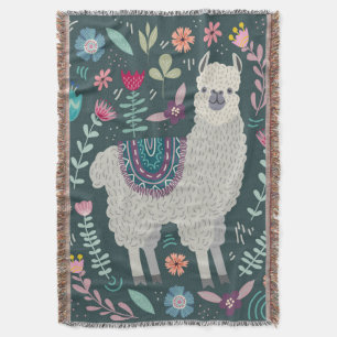 Niedliches Lama-Blumenentwurf Decke