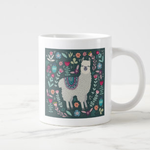 Niedliches Lama Floral Design Jumbo-Tasse