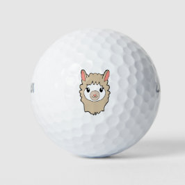 Niedliches Lama-Gesicht Zeichnend Golfball