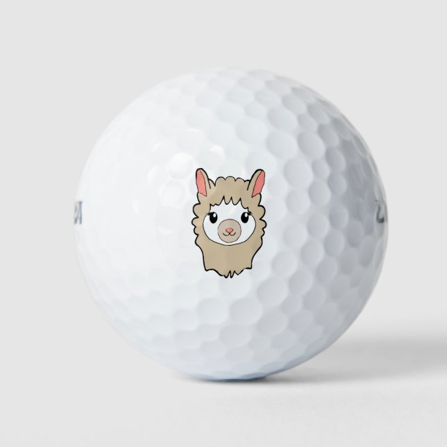 Niedliches Lama-Gesicht Zeichnend Golfball (Vorderseite)